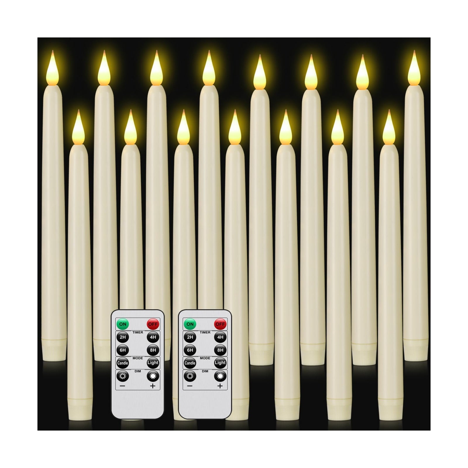 Flameless Taper Candles with Remote Control,15pack Dripless Plastic LED Candles,Flickering Battery