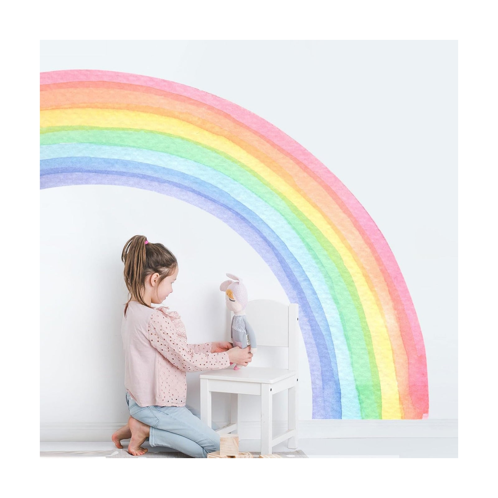 Large Rainbow Wall Stickers / Pastel Pink / 55 x 63