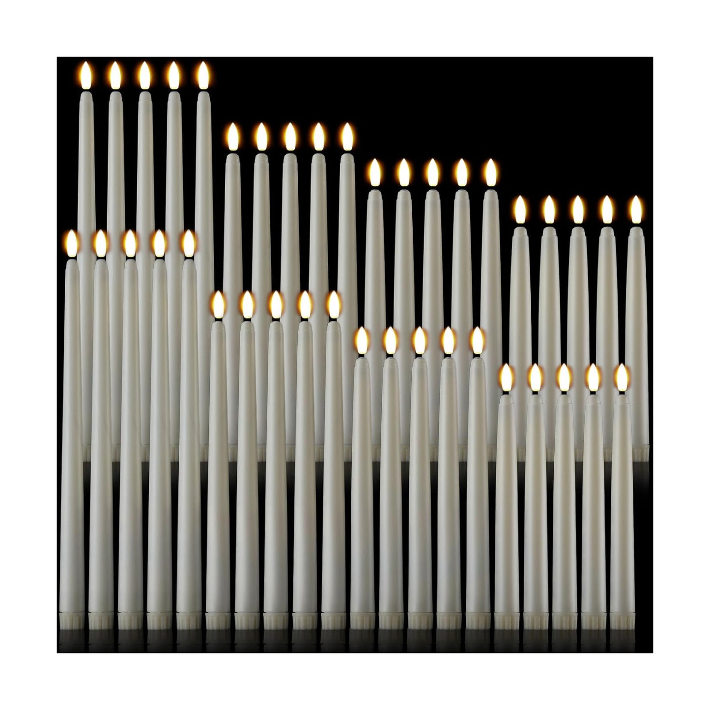 40 Pcs Flameless Taper Candles LED Flickering Taper Candlesticks Bulk Battery Operated Flameless Candle for Wedding