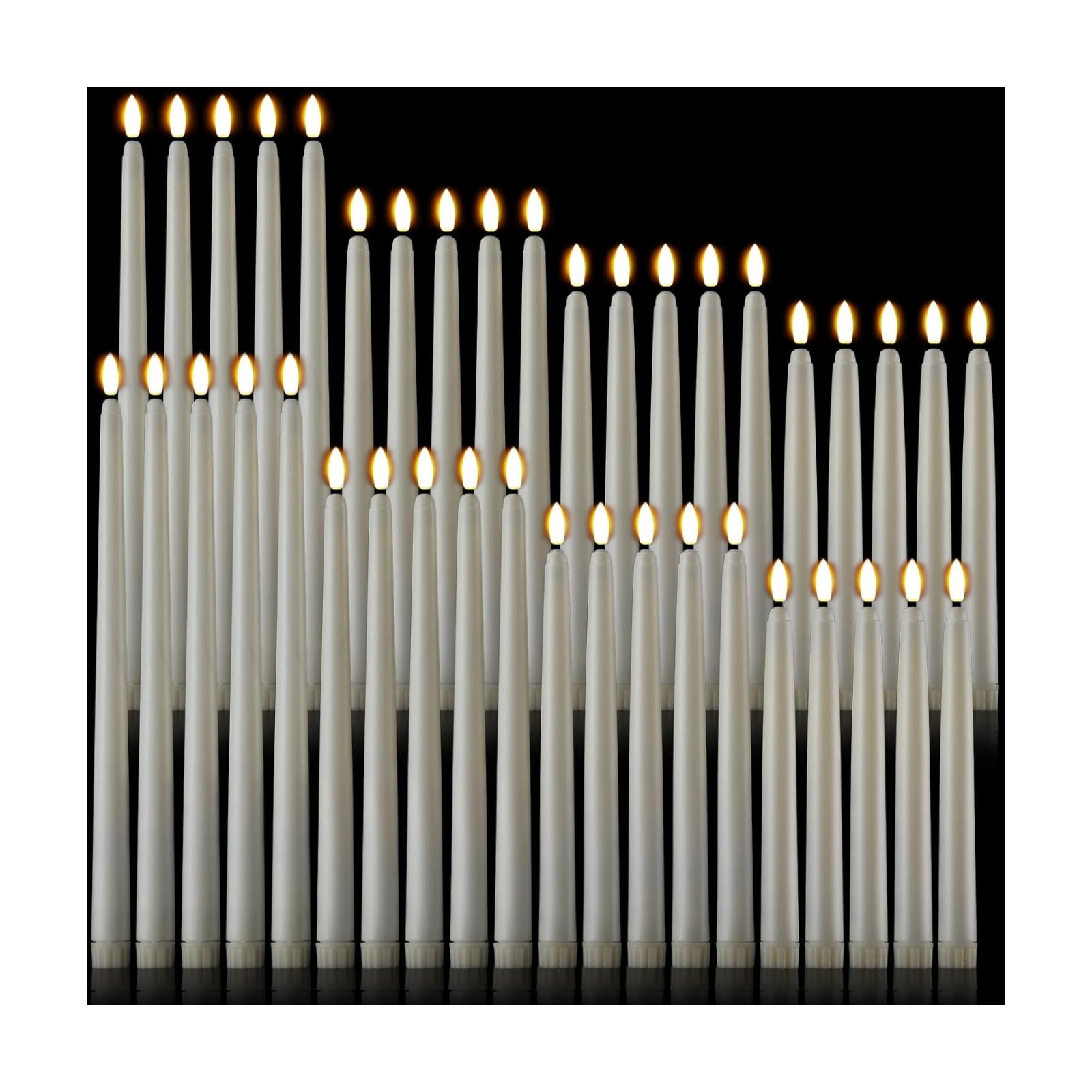 40 Pcs Flameless Taper Candles LED Flickering Taper Candlesticks Bulk Battery Operated Flameless Candle for Wedding