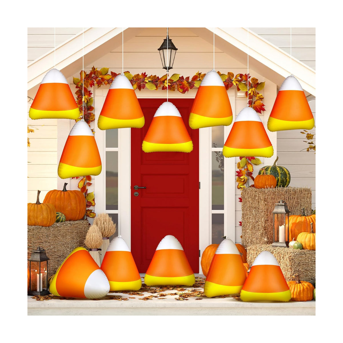 12 Pcs 13.78'' Inflatable Hanging Candy Corn Decorations