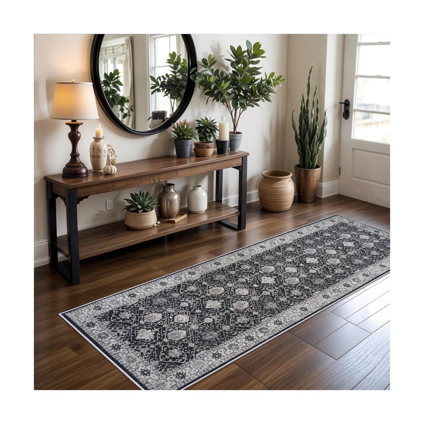 Hallway Washable Runner Rug - 2x6 Kitchen Rugs Entryway Rug Runner Vintage Soft Floor Mat Non Slip Indoor Farmhouse