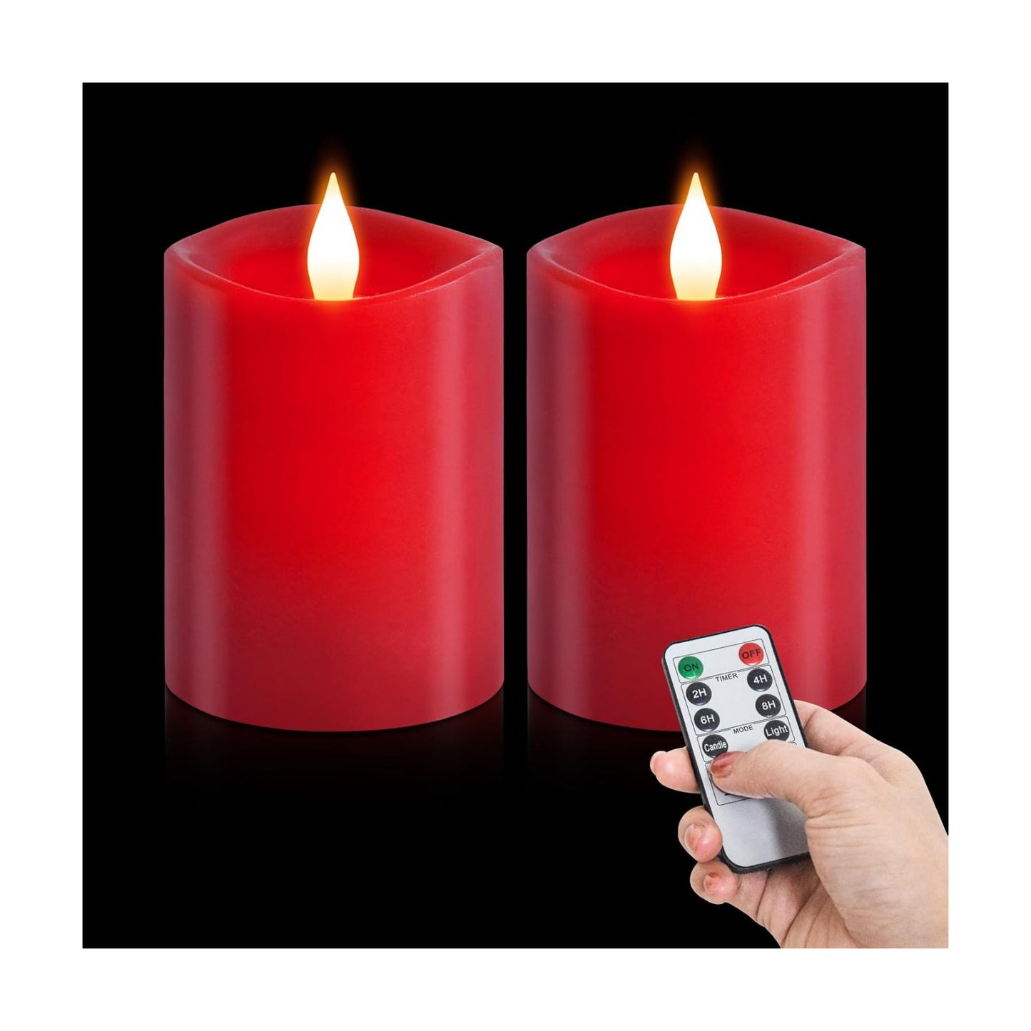 3x4 Flickering Flameless Candles Set of 2,Real Wax led Candles Flickering,with Timer,4 inch Flameless Candles with