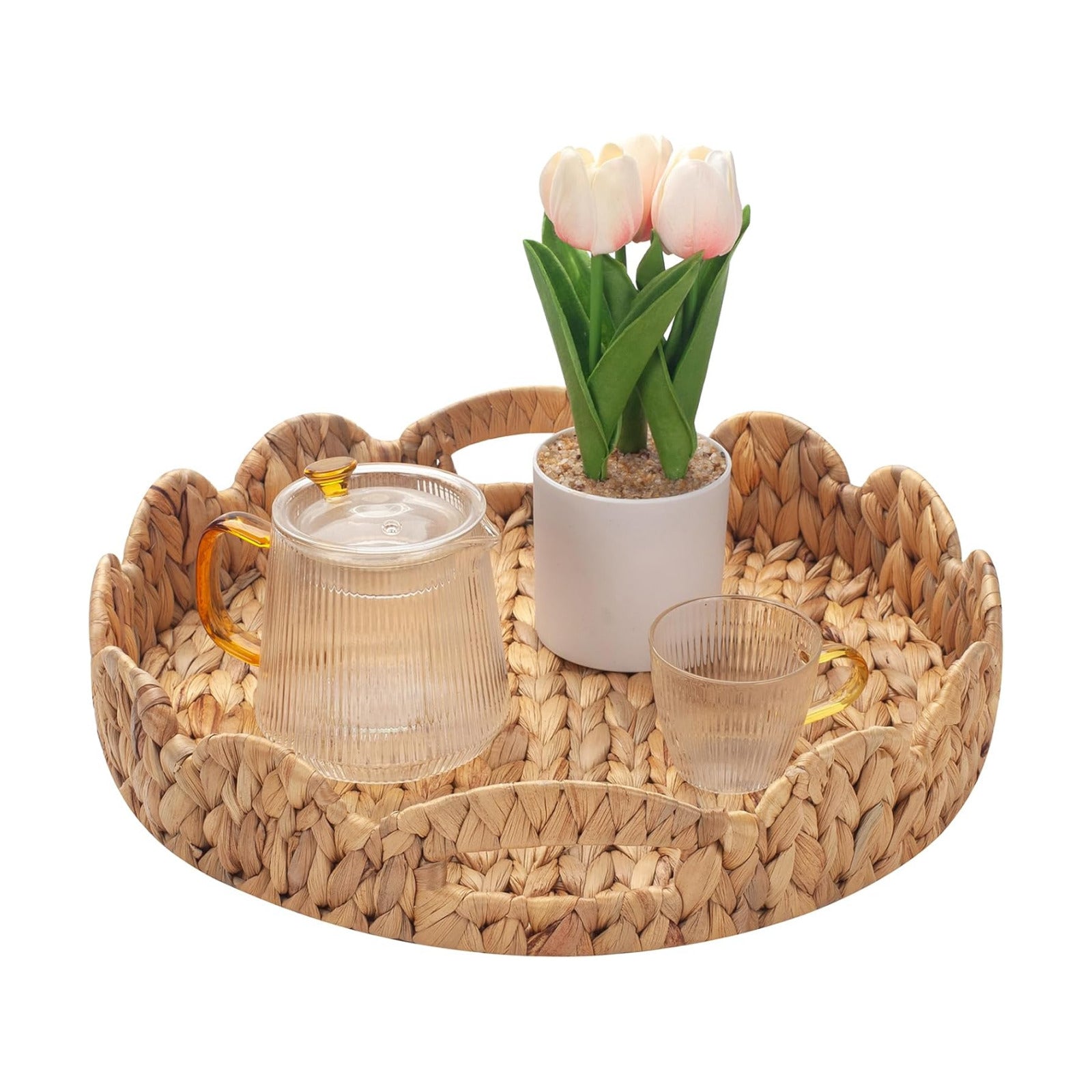 Round Scalloped Serving Tray / 14 Inch / Set of 14