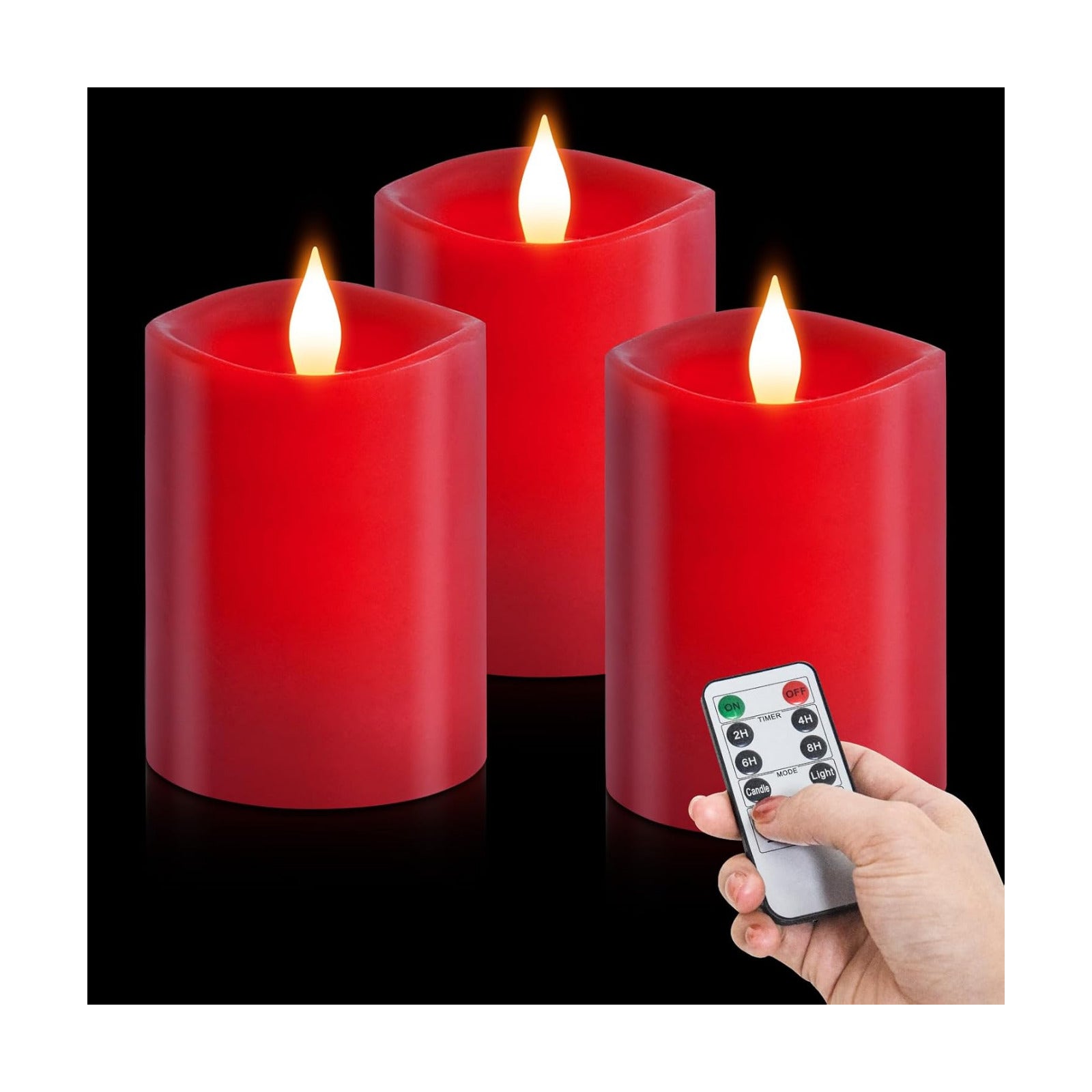 3x4 Flickering Flameless Candles Set of 3,Real Wax Pillar led Candles Flickering,4 inch Flameless Candles with