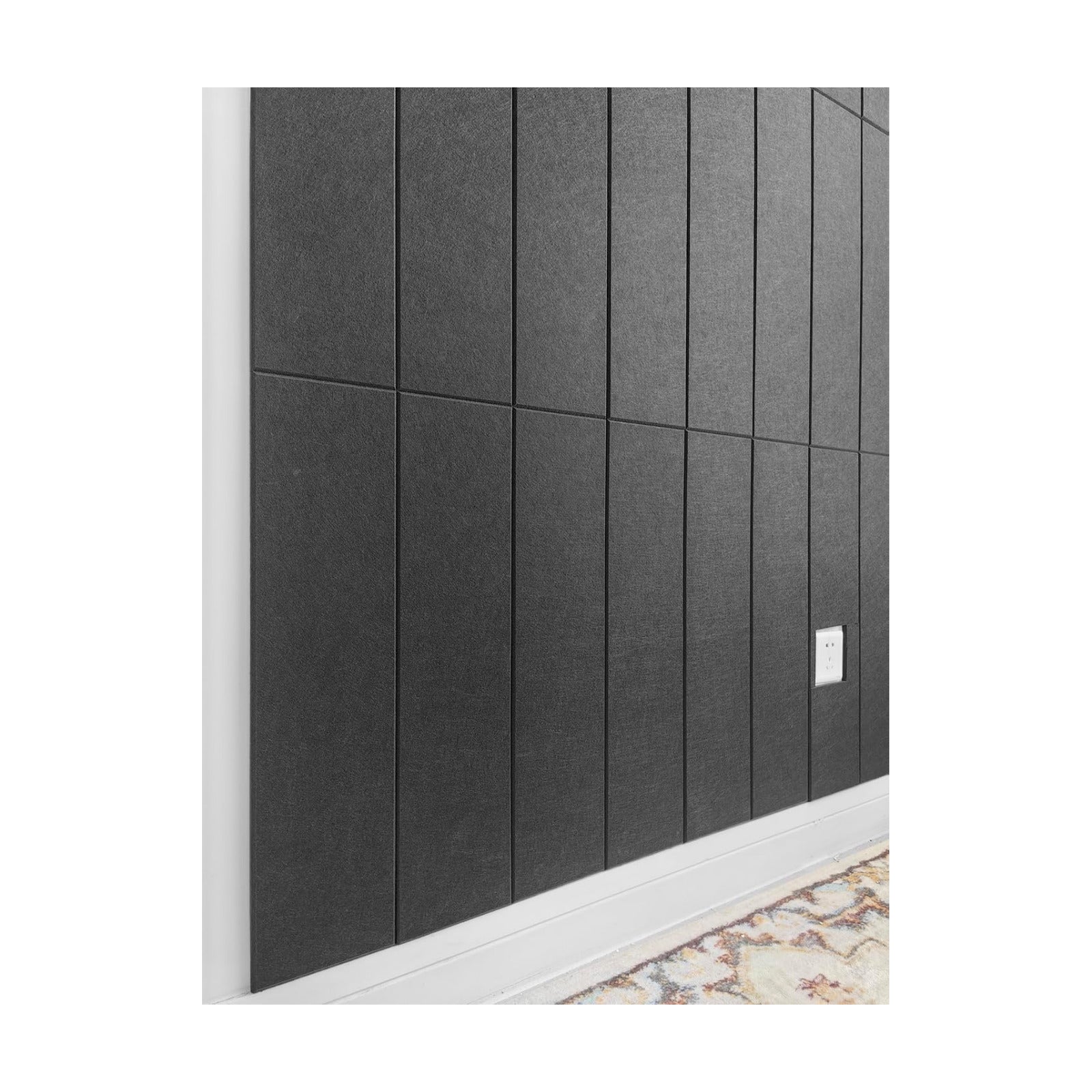 Shiplap Felt Wall Panels, Black, 24 Pack, Modern Wall Paneling, Peel and Stick, Sound Absorbing, 23.25 sq ft