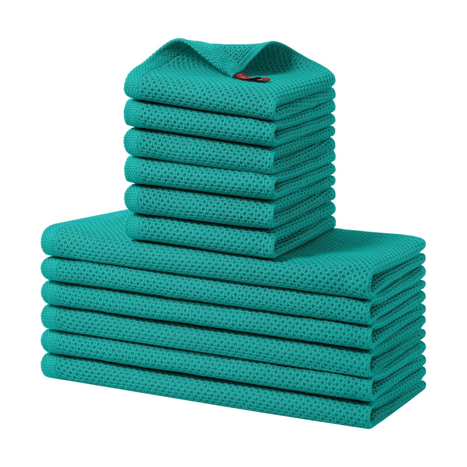 Homaxy 12 Pack 100% Cotton Kitchen Towels and Dishcloths Set, Teal | 12 x 12 Inches and 13 x 28 Inches Kitchen Towels