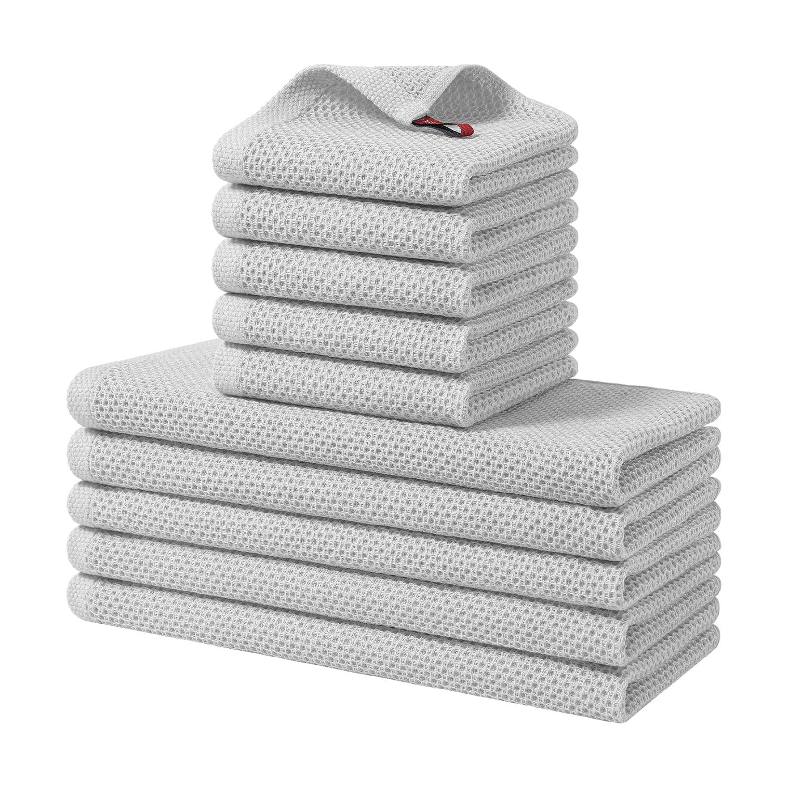 Homaxy 10 Pack 100% Cotton Kitchen Towels and Dishcloths Set, Light Gray | 12 x 12 Inches and 13 x 28 Inches Kitchen