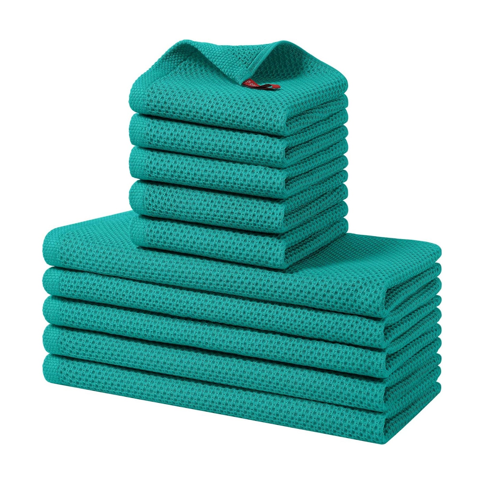 Homaxy 10 Pack 100% Cotton Kitchen Towels and Dishcloths Set, Teal | 12 x 12 Inches and 13 x 28 Inches Kitchen Towels