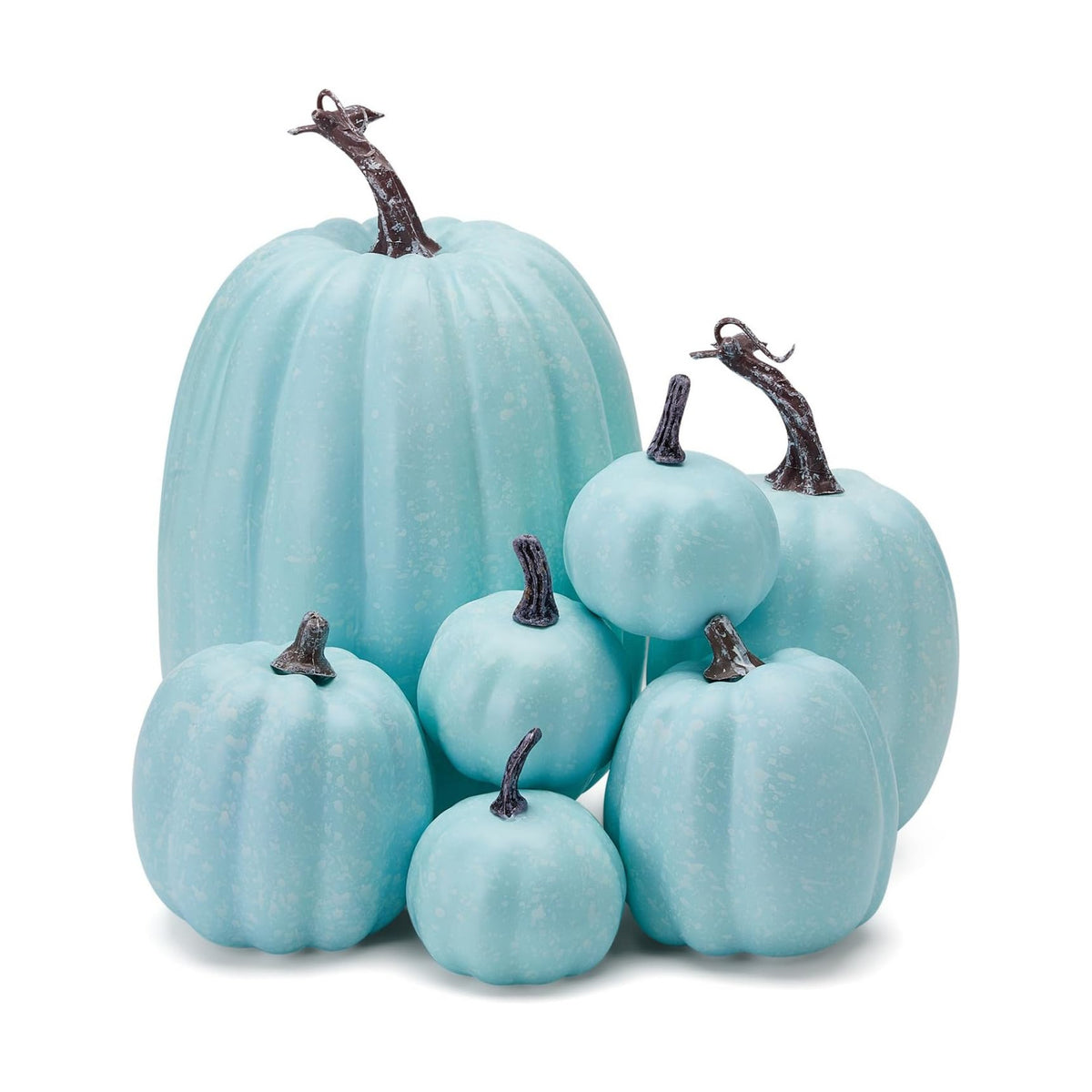Halloween Autumn Harvest Festival 7 Artificial Pumpkins of Various Styles Decorate Rural Style Farmhouses Foam Pumpkins Thanksgiving Dinner Party Home Festival Autumn Decoration (Light Blue)