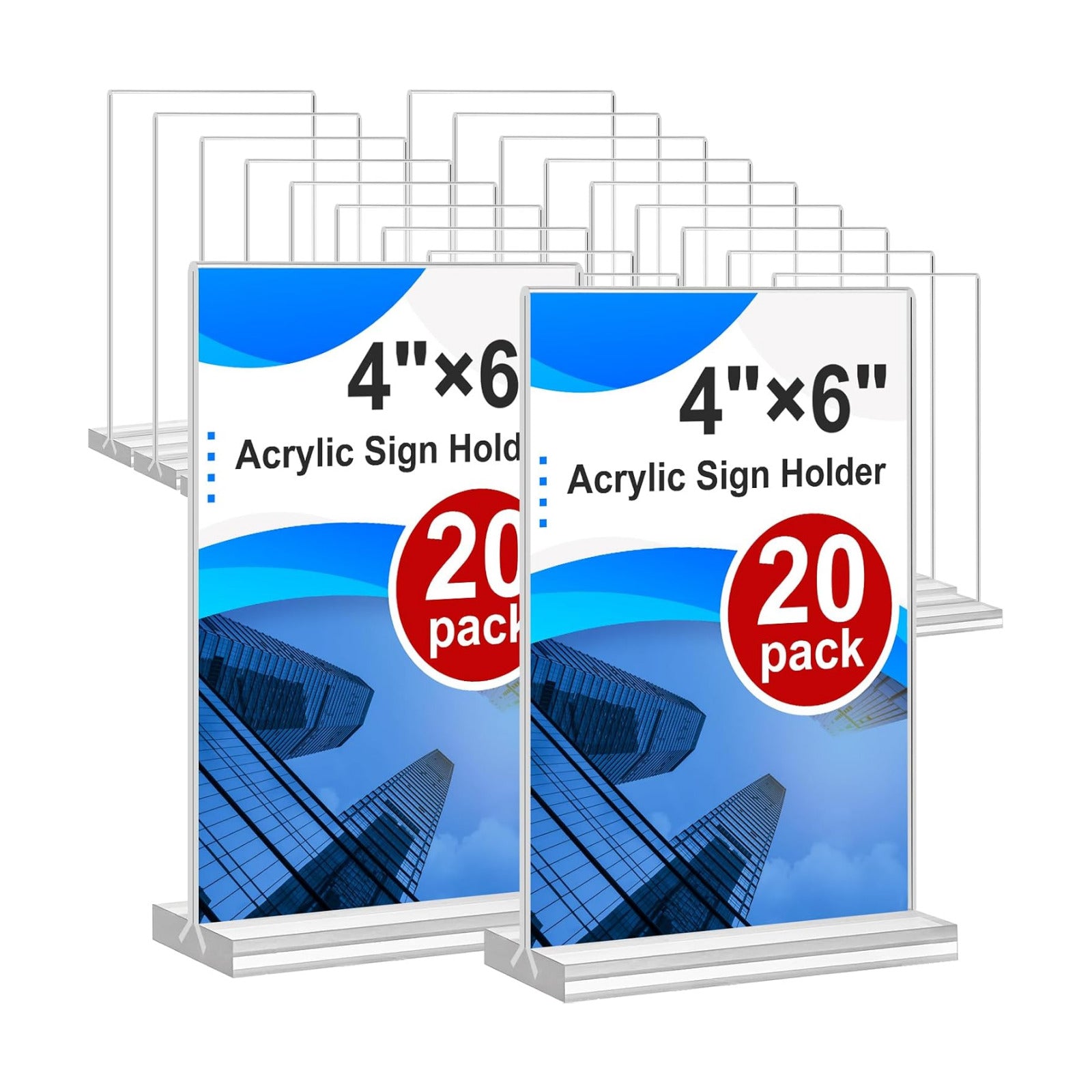 Acrylic Sign Holder / 4 x 6 / Vertical / Clear / Set of 20