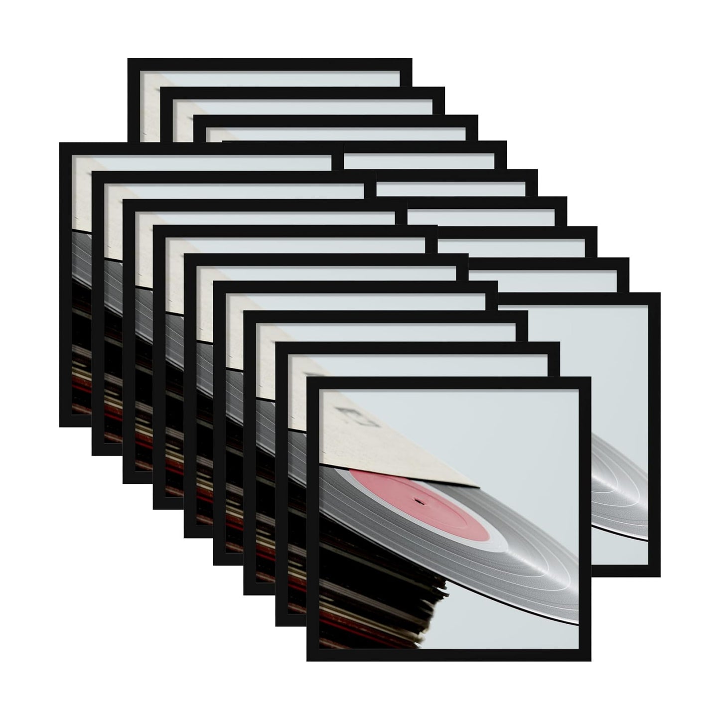 eletecpro Vinyl Record Frame, 12.5 x 12.5 in, Black, 18 Pack | Fits 12x12 LP and Album Cover, Easy Wall Mount, Acrylic