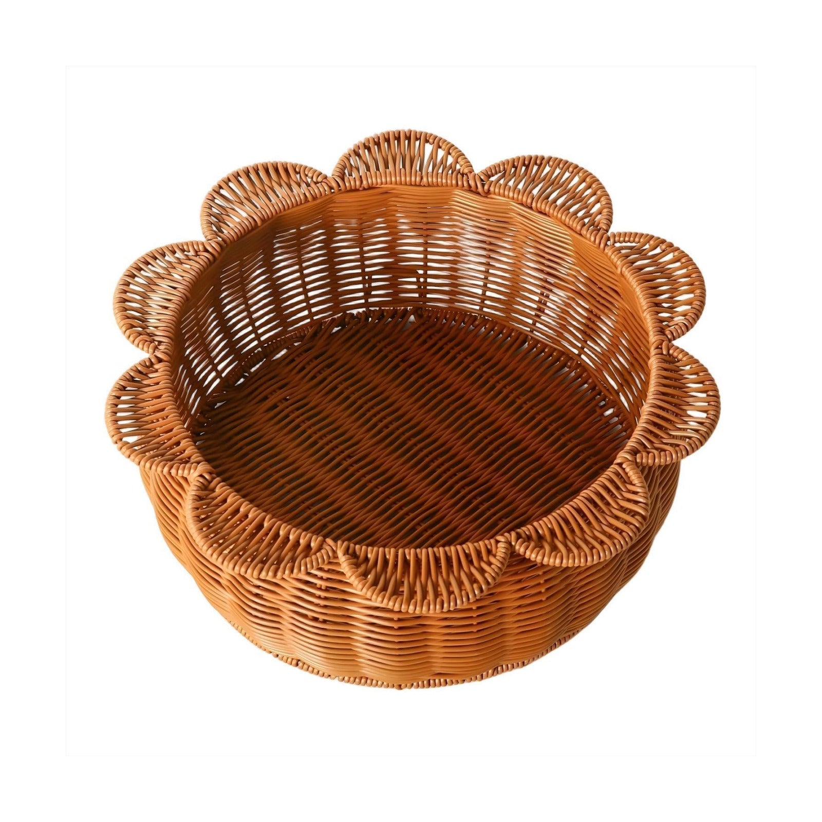 Scalloped basket / Round Wicker Basket / A