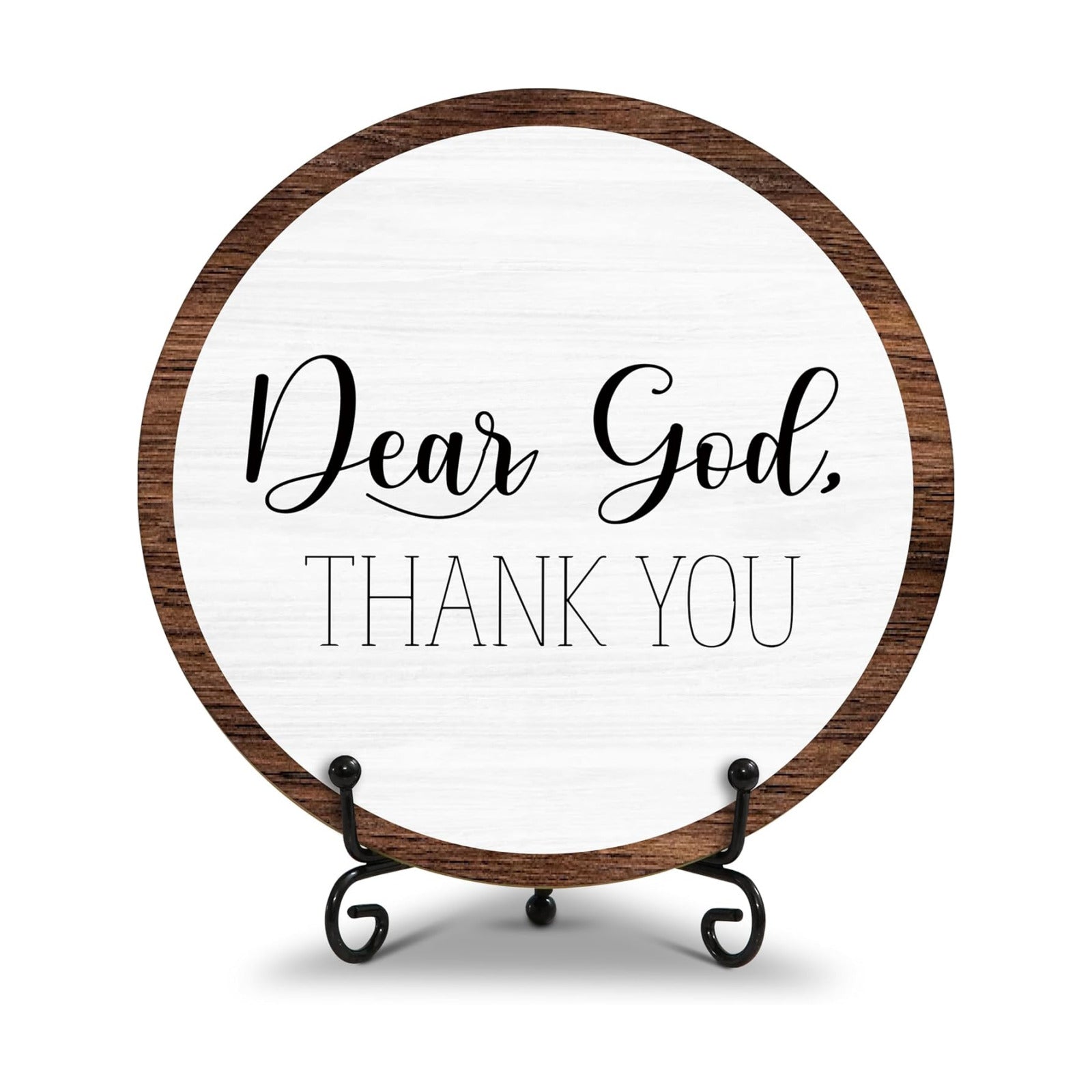 Inspirational Round Wood Decor Sign / Dear God 6