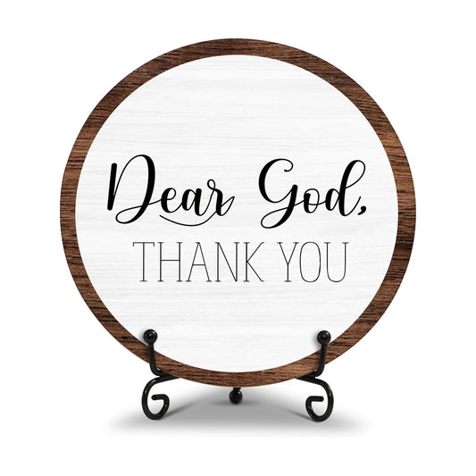 Inspirational Round Wood Decor Sign / Dear God 6