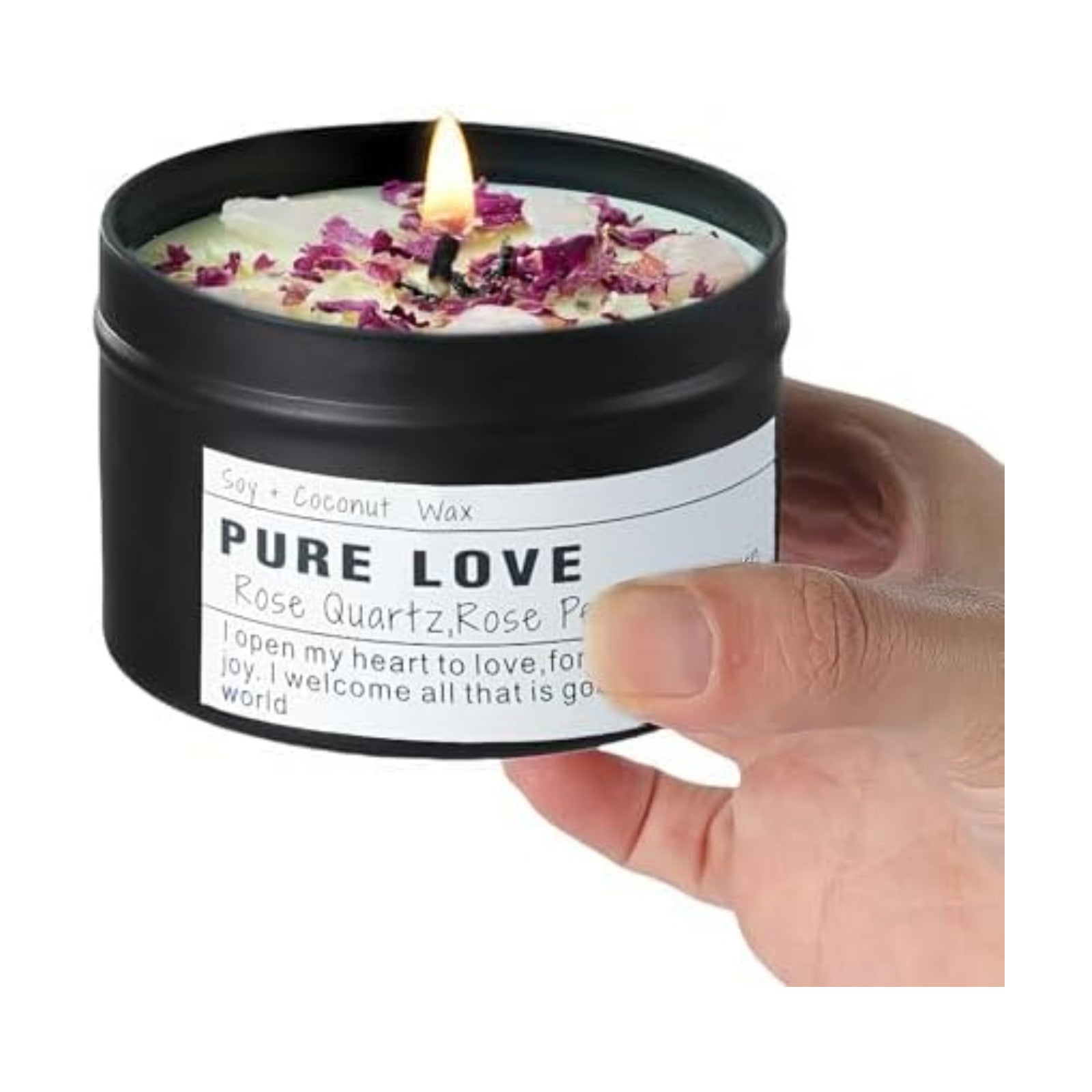 Crystal Candle, Healing Energy Protection Gift, Mindful Intentions, Best Friend, Mother's Birthday Gift.(Pure Love)