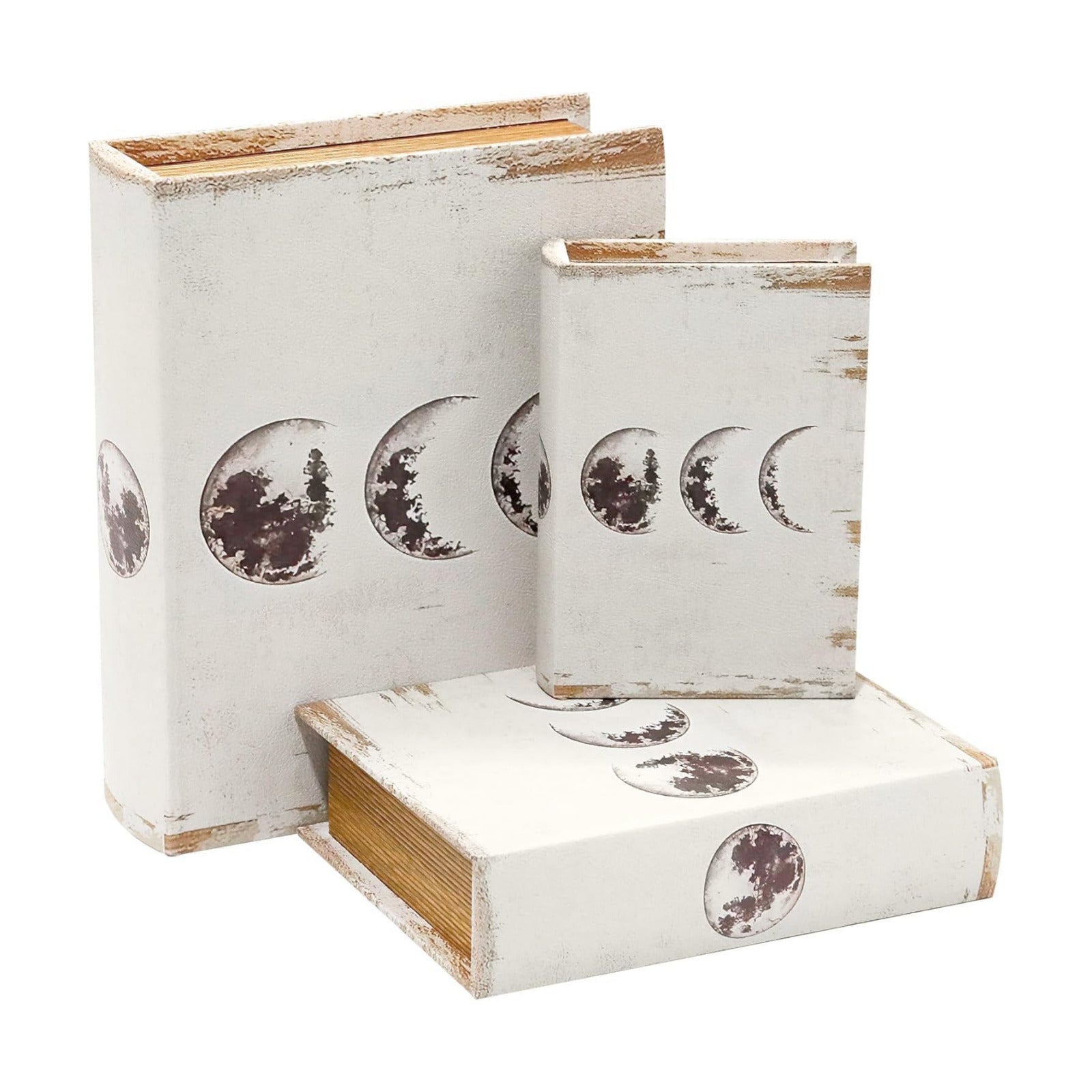 Vintage Style Fake Book Storage Organizers in 11 / Moon / Set of 3