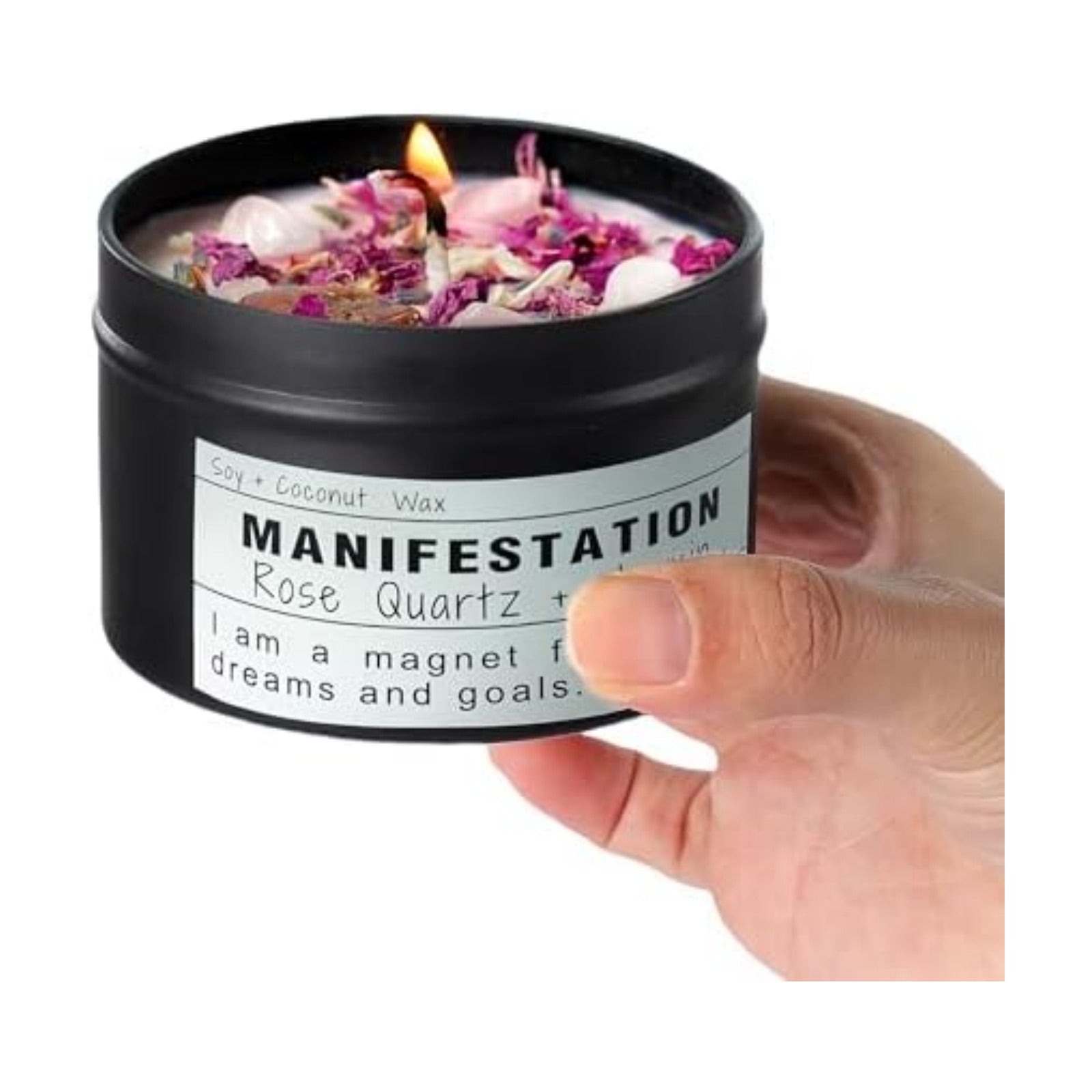 Crystal Soy Candles, Handmade Wishing Gifts, Wishing Law of Attraction, Moon Magic, Birthday Candle Gifts.