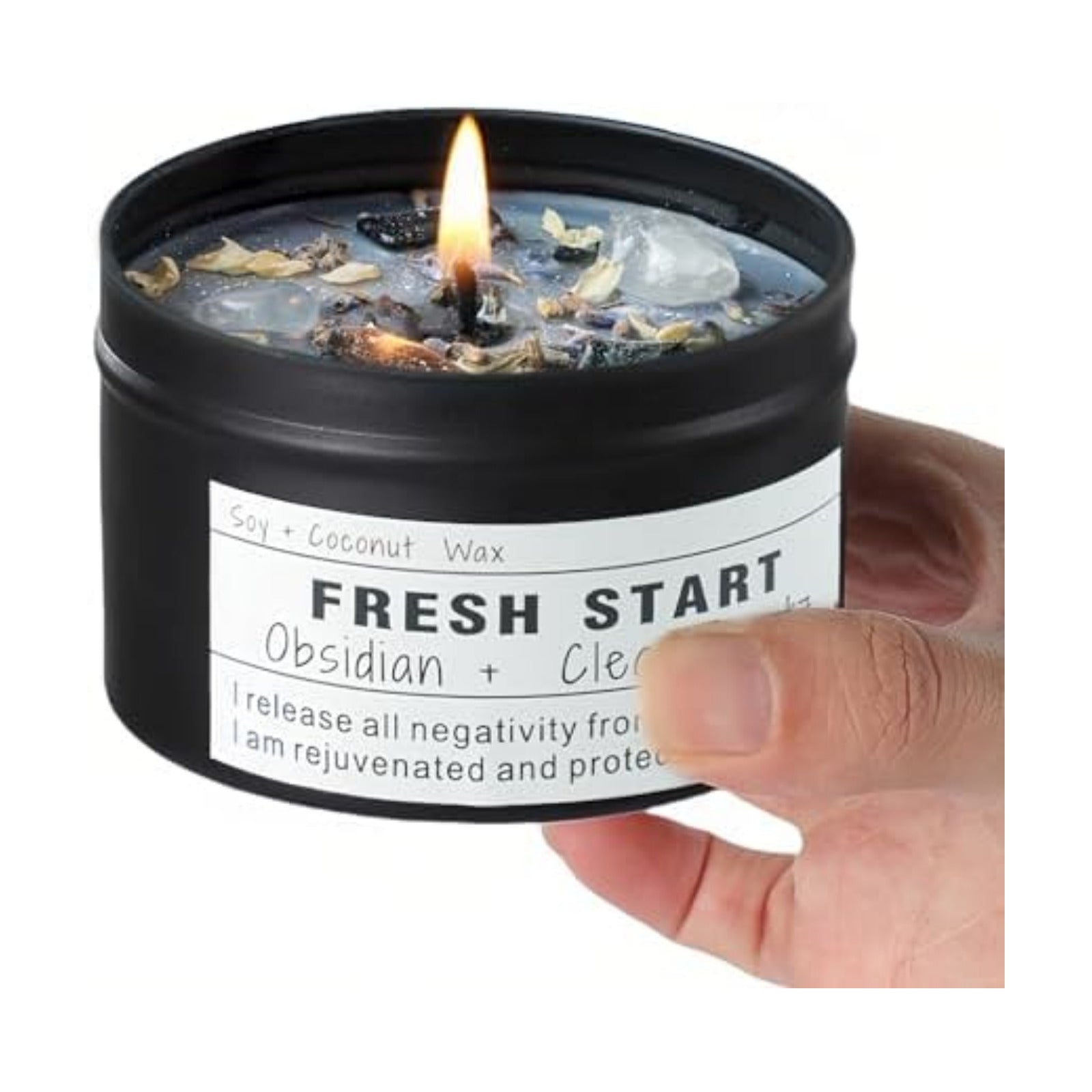 Crystal Candles, Healing Magic Candles, Mind-Body Meditation, Gifts to Encourage Women, New Job Gifts.(Fresh Start)