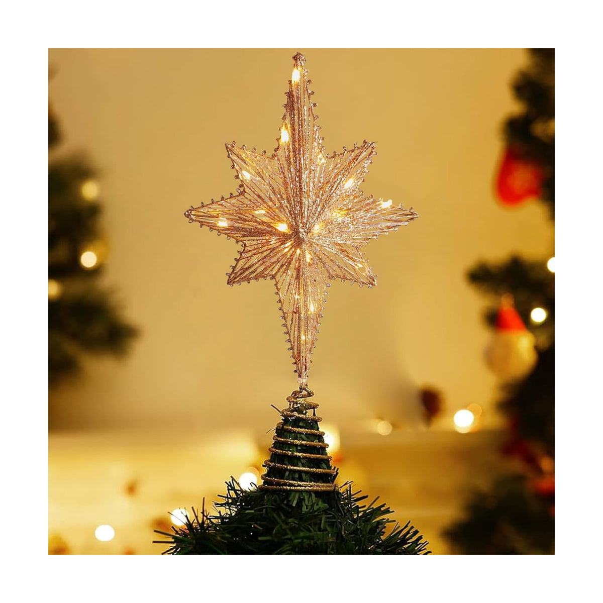 Noiclub Christmas Tree Topper Gold Glitter Star for 6-8FT Christmas Trees