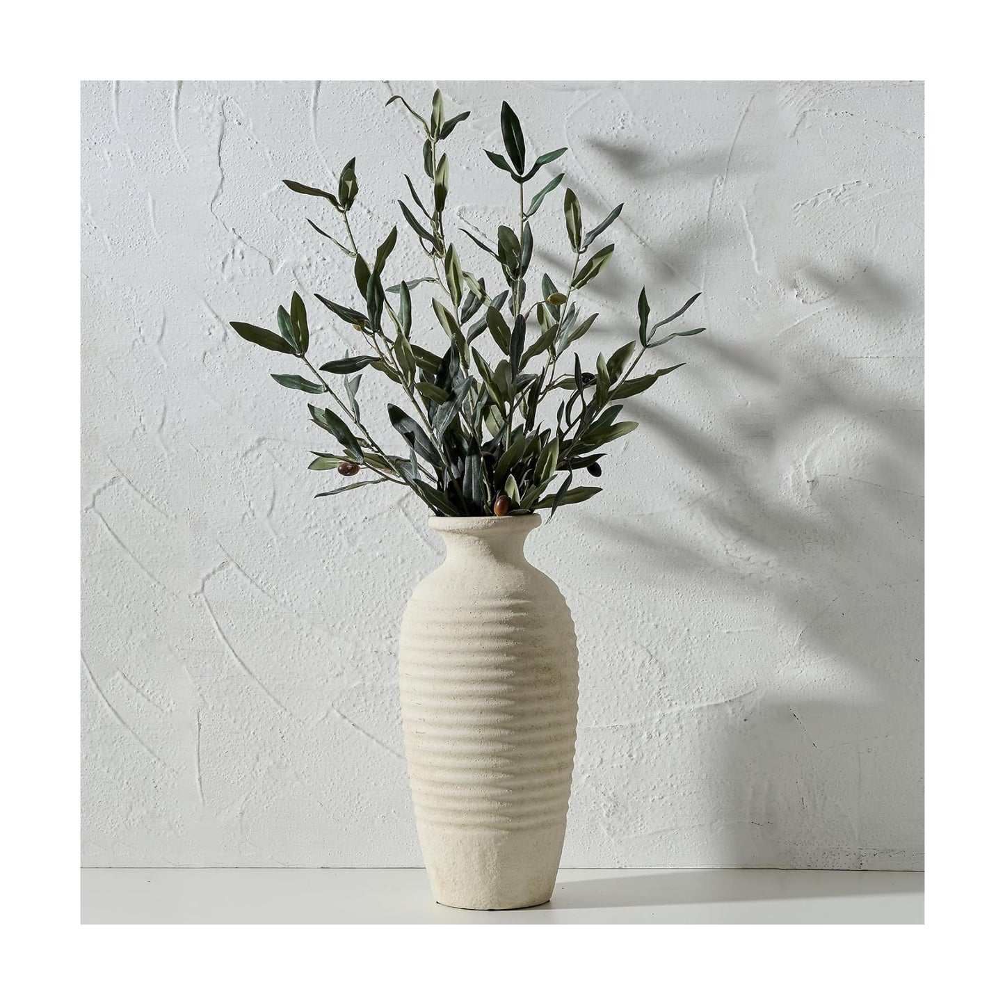 Ceramic Natural Rustic Vase / Off-white / 14.4 / 14.4 Inch