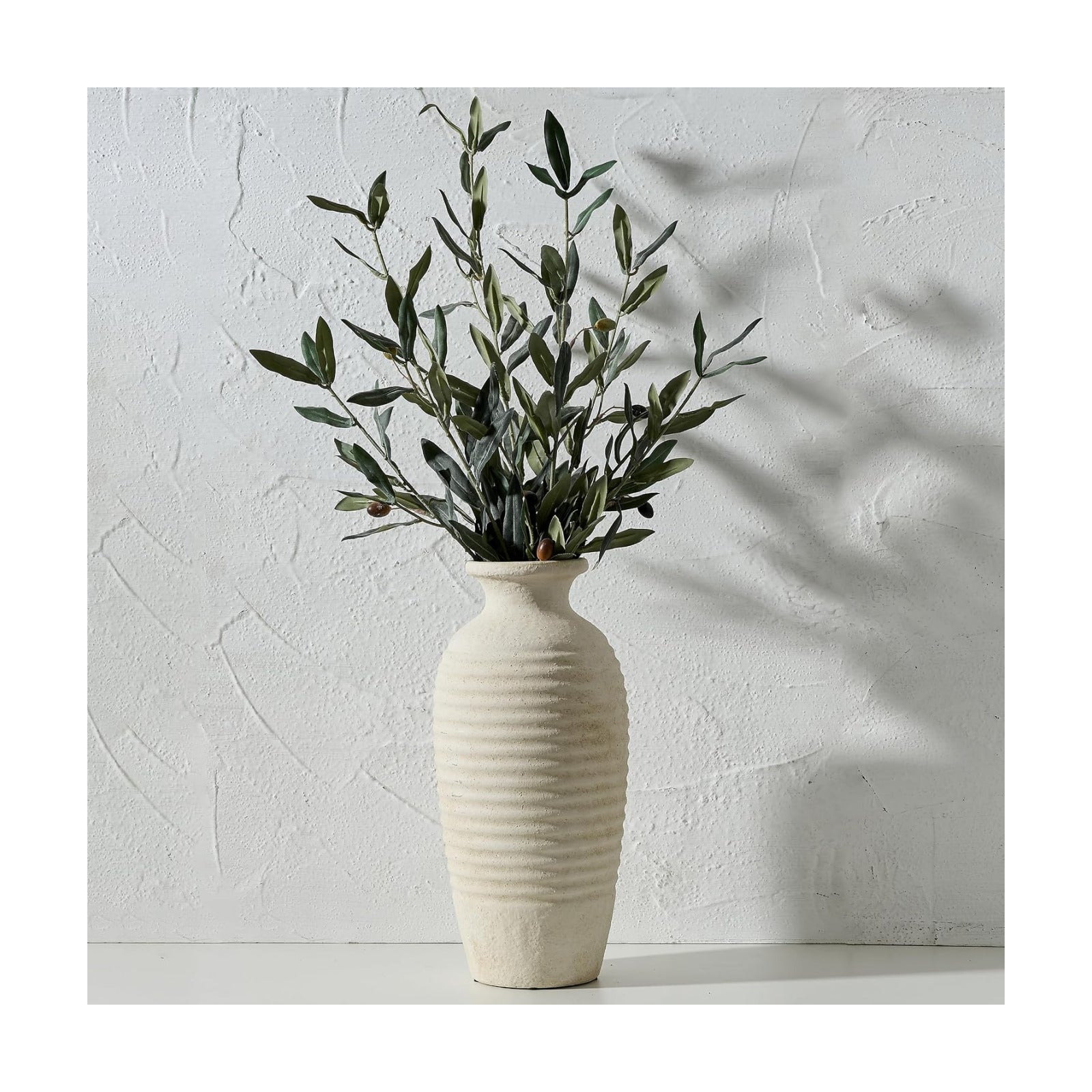 Ceramic Natural Rustic Vase / Off-white / 14.4 / 14.4 Inch