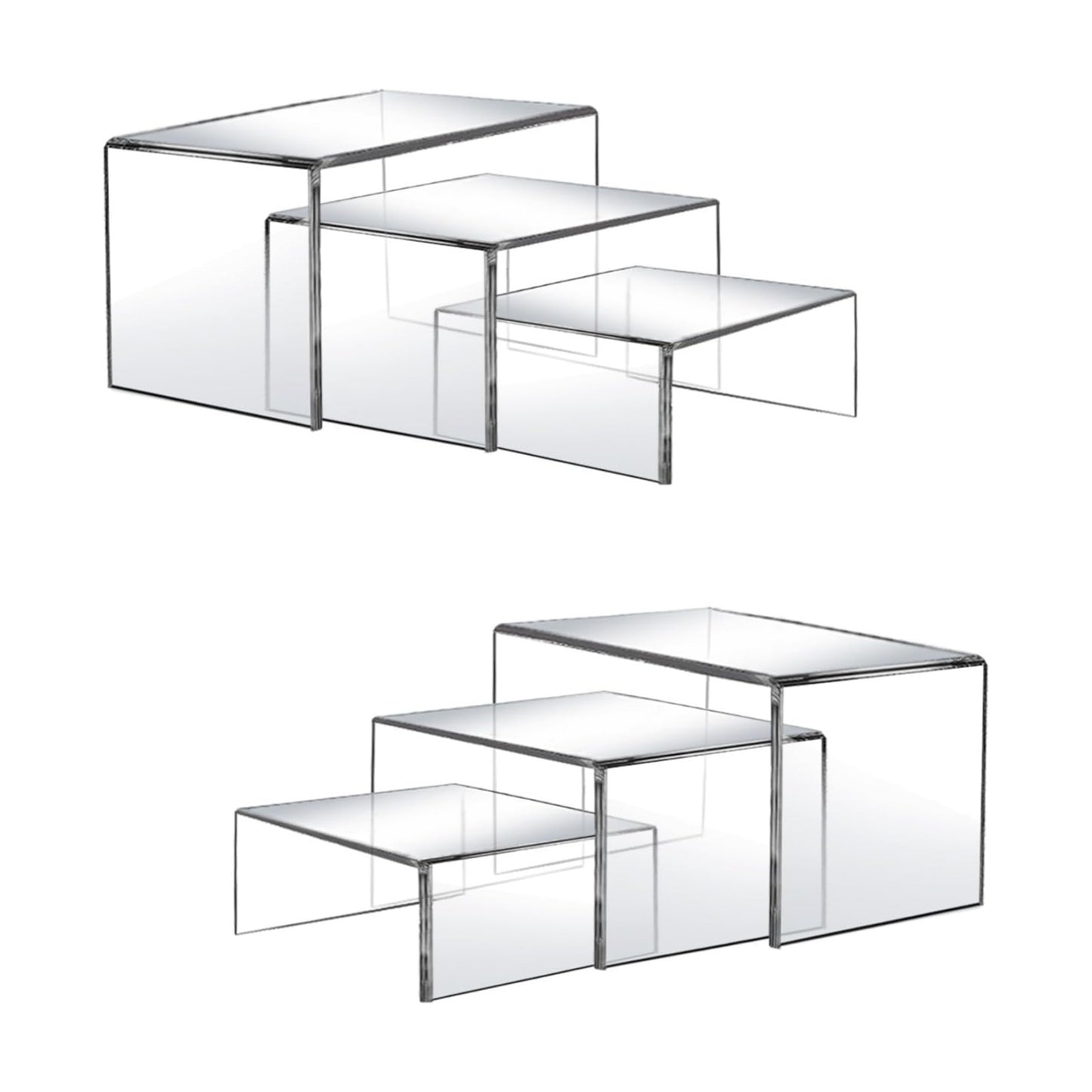 0.15" Thick Acrylic Risers Display Stands / 3 x 4 x 5 / X2set / Clear / Set of 6