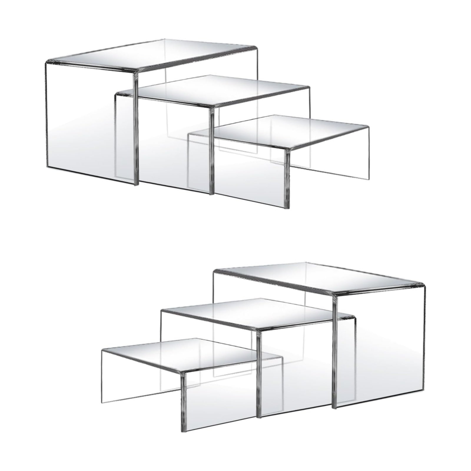 0.15" Thick Acrylic Risers Display Stands / 3 x 4 x 5 / X2set / Clear / Set of 6