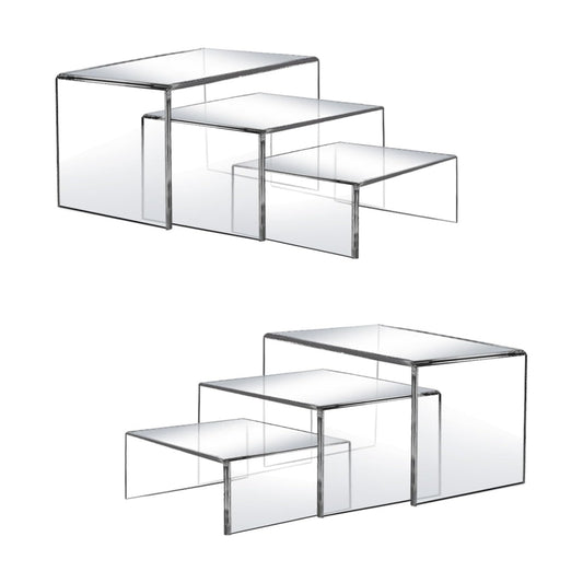 0.15" Thick Acrylic Risers Display Stands / 3 x 4 x 5 / X2set / Clear / Set of 6