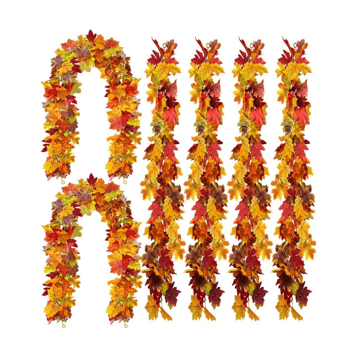 WOHOHOHO 6 Pack Fall Garland Maple Leaf Decorations, 5.9 Ft 72 Leaves Each