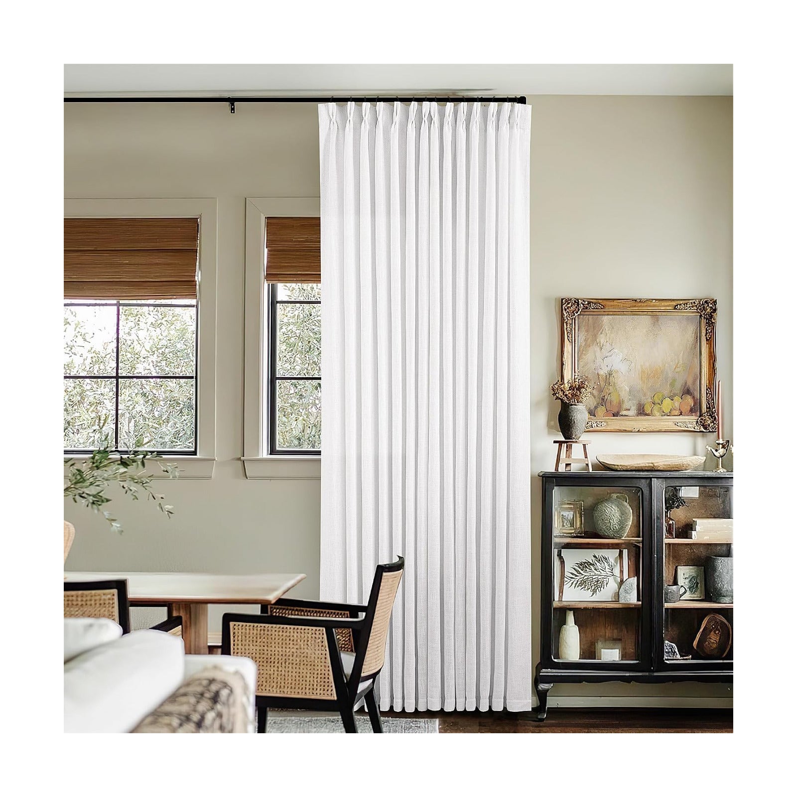 TWODRAPES Snow White Pinch Pleated 105 Inch Curtains 2 Panels for Windows