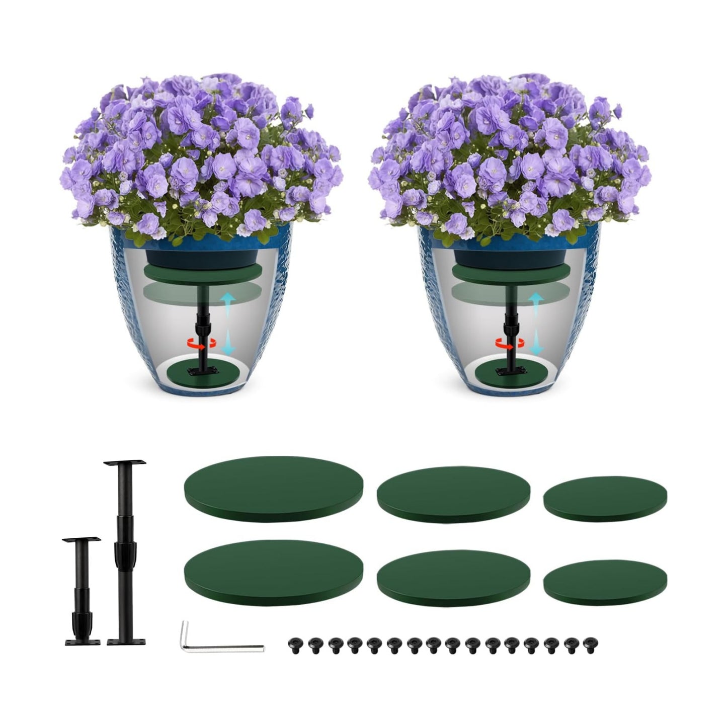 Axcoix 2 Pack Adjustable Height Plant Risers for Inside Pots, 7.5-12" Planter Inserts for Large Pots, Pot Fillers for