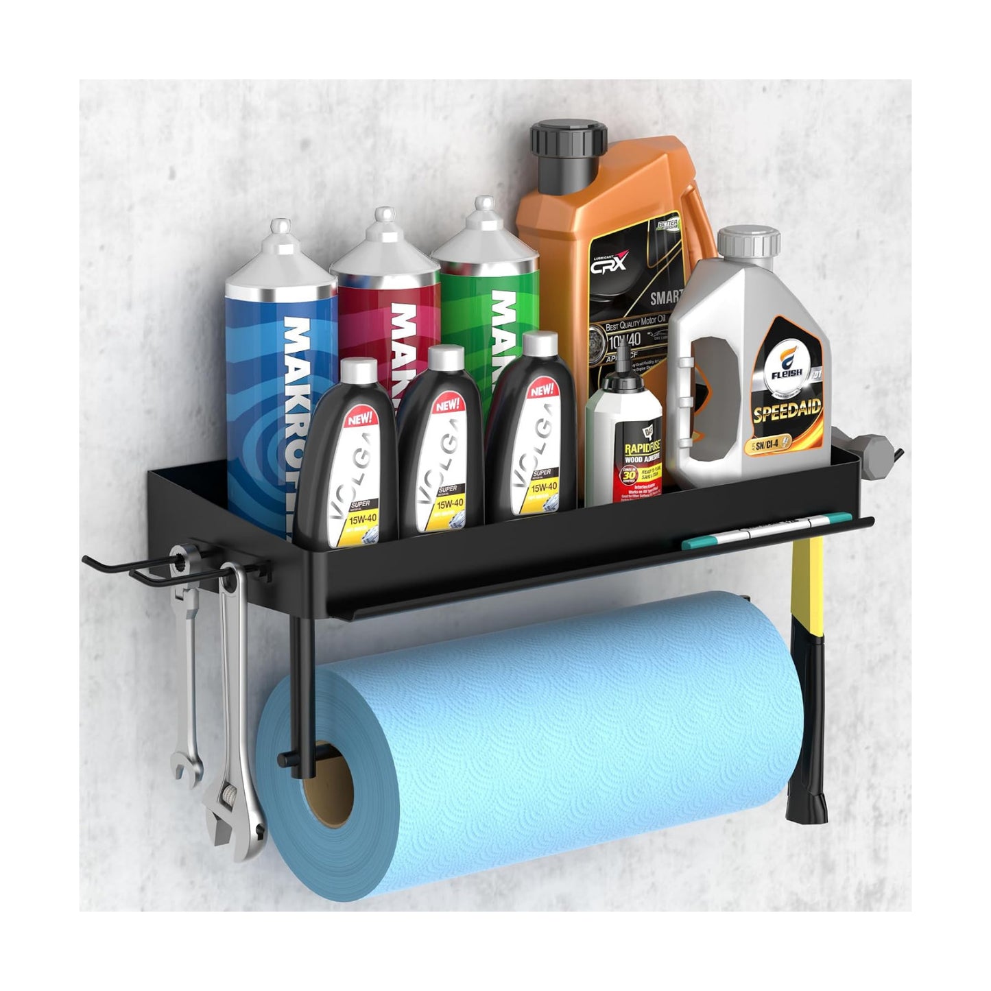 Taozun Garage Paper Towel Holder, Wall Mount Shelf, Shop Towel Holder, One-Hand Tear, Paper Towel Holder Wall Mount