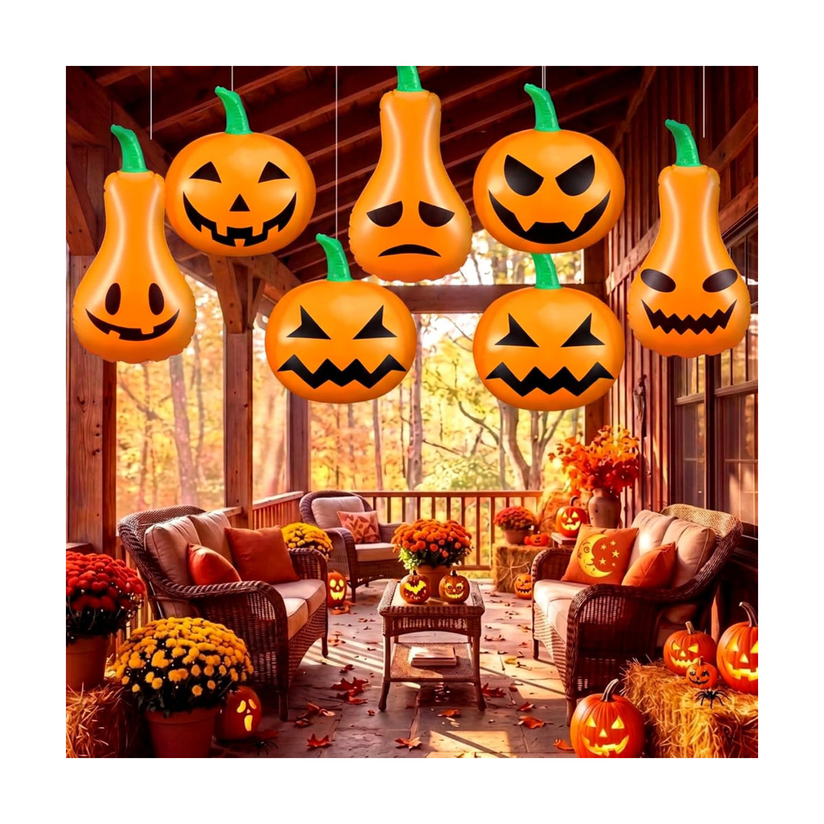 12 Pcs 13.78'' Inflatable Hanging Pumpkin Decorations