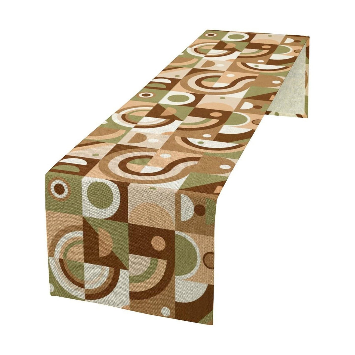 Mid Century Kitchen Table Runner,Abstract Aesthetic Geometric Mid Century Retro Modern Patterns Printed Linen Table