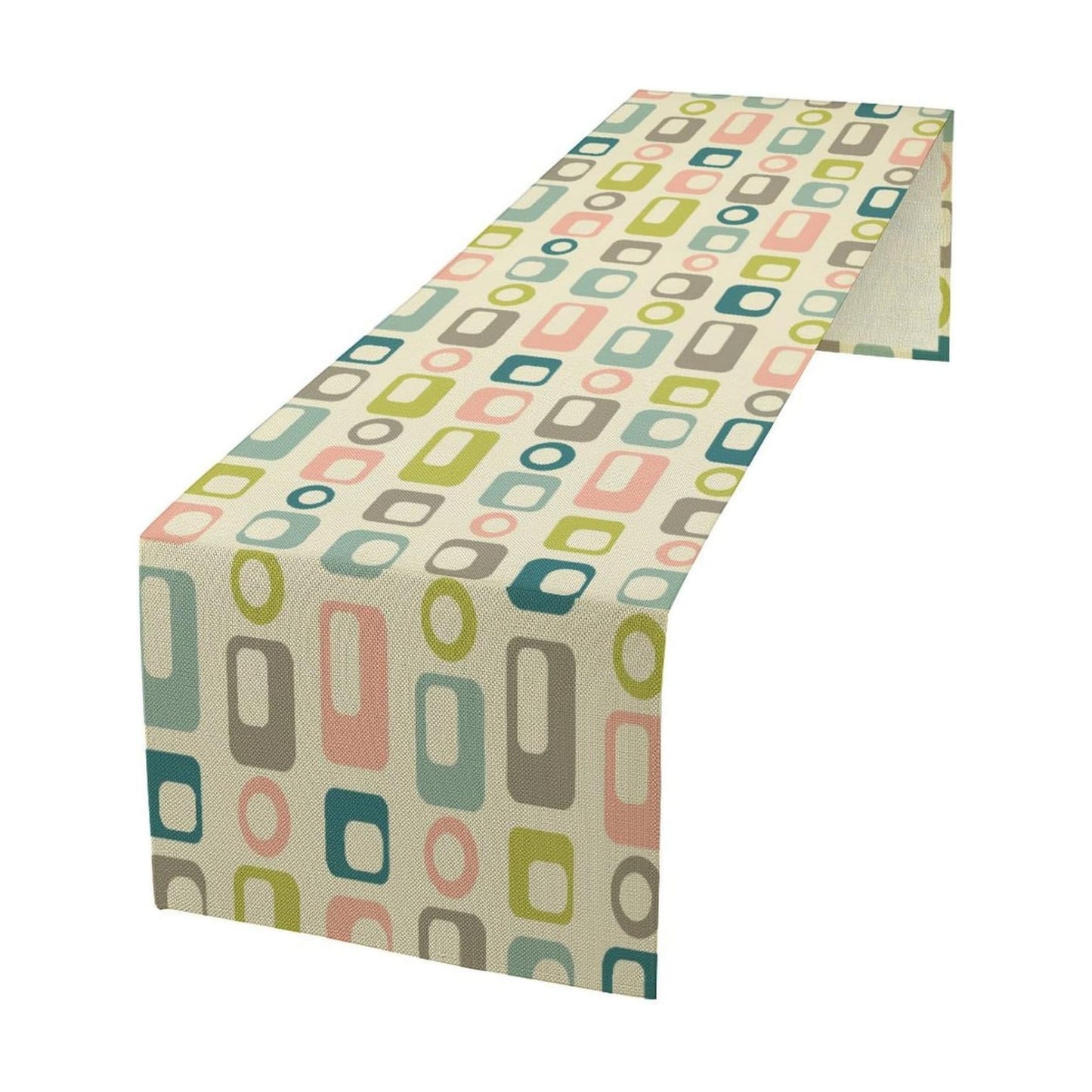 Mid Century Table Runner,Colorful Abstract Aesthetic Geometric Minimalist Patterns Printed Linen Table Runner for Home
