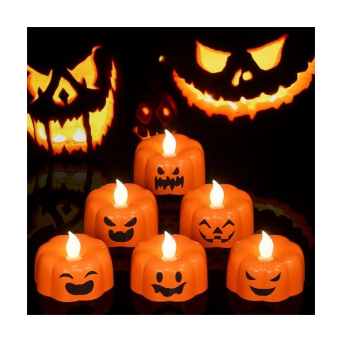GenSwin Pumpkin Halloween Flameless Candles Battery Operated with Timer