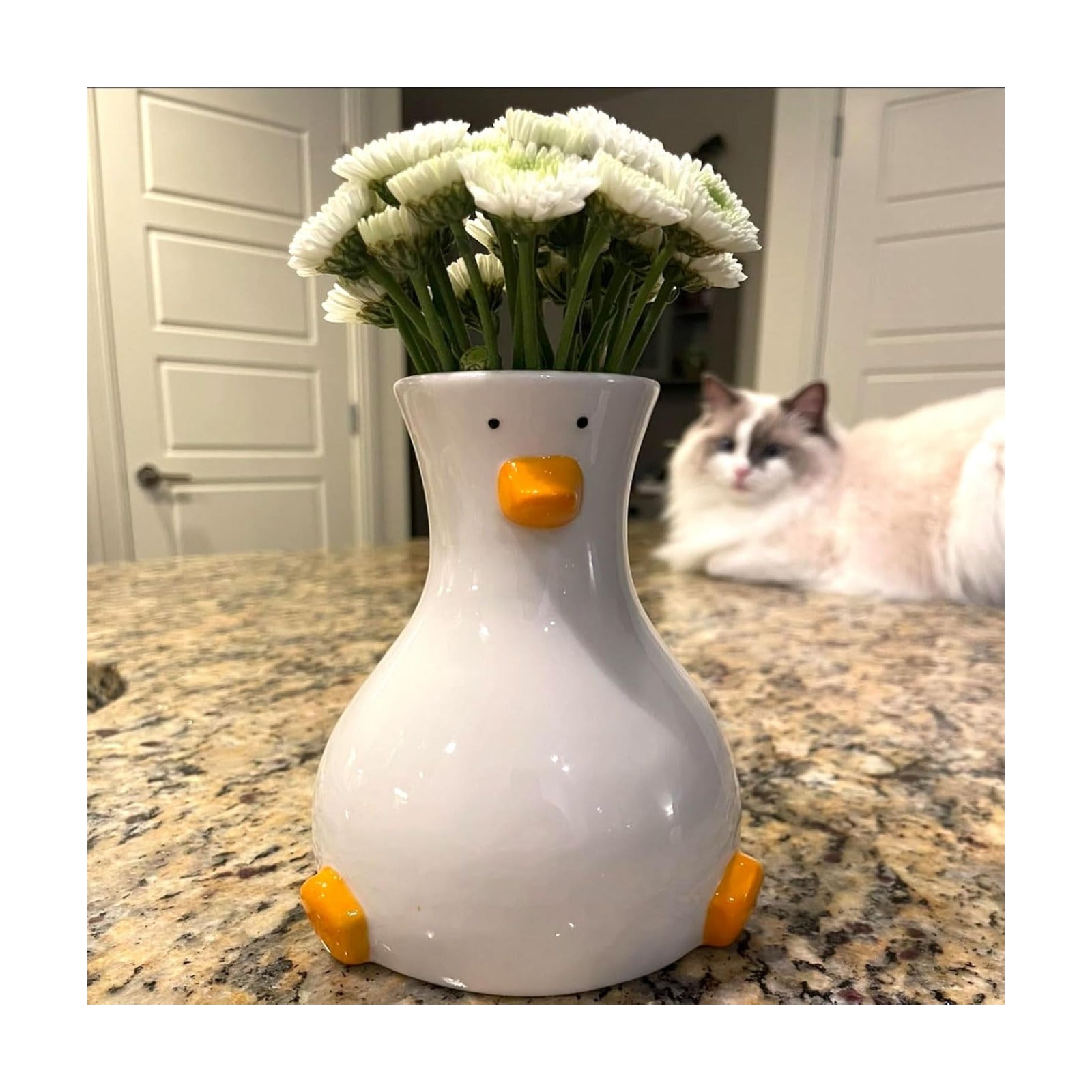 Modern Flower Vase / Duck-vase / White