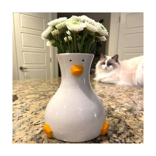 Modern Flower Vase / Duck-vase / White