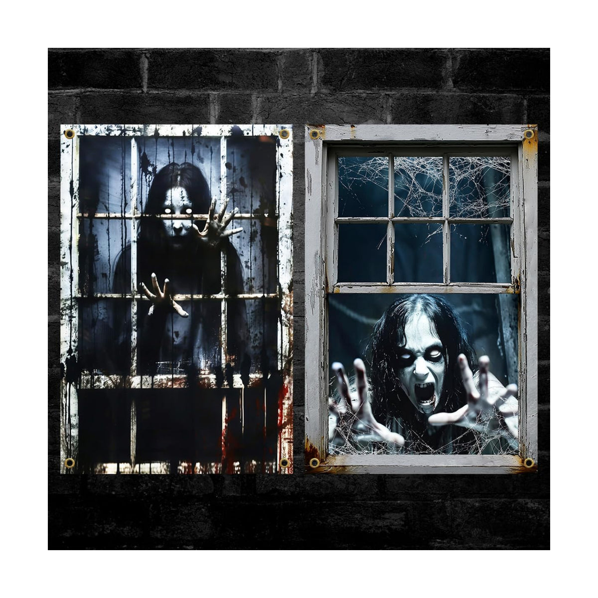Yigney 2 Pcs Scary Halloween Window Decorations Female Ghost Window Cover