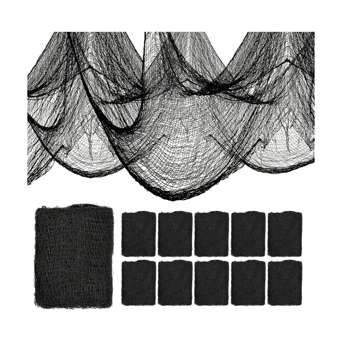 AROIC 9 Pack Halloween Decorations, 30 x 72 Inch Black Spooky Creepy Cloth