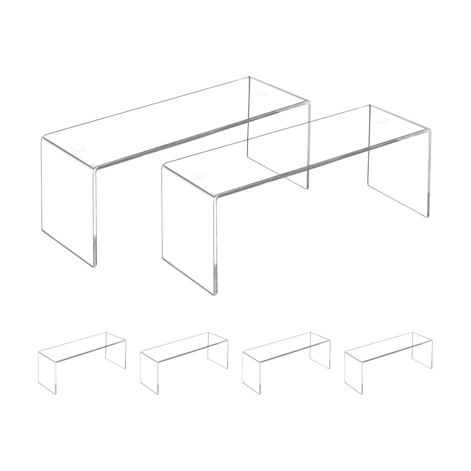 Aminigram 4 Pack Large Acrylic Risers Display Stands, Perfume Organizer Stand, Clear Acrylic Shelf for Show Decor