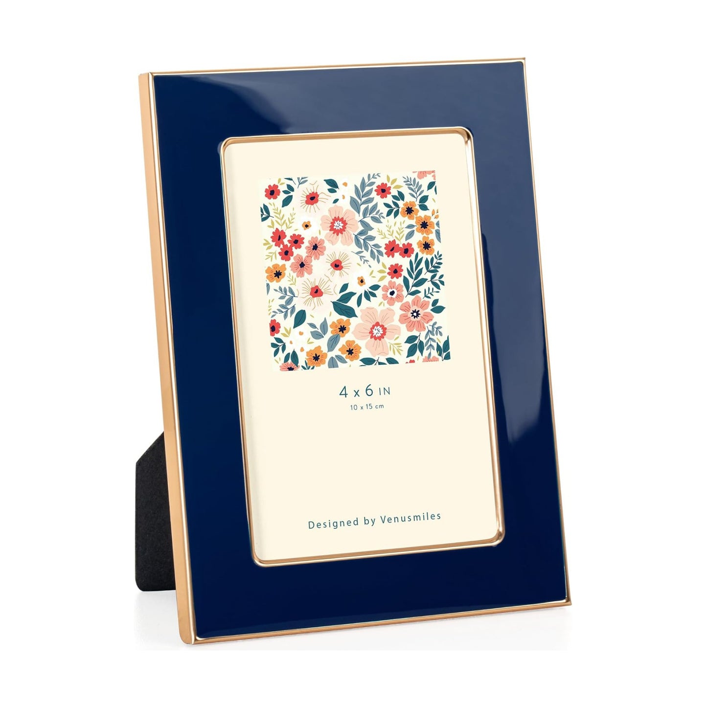 Real Glass Photo Frame / Navy Blue Gold / 4 x 6 / 1p
