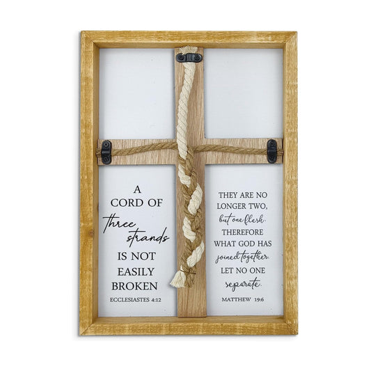 A Cord of Three Strands Wedding Sign " Three Strands Braid / 15"L x 10"W / Cross Sign-wood / 15 x 10