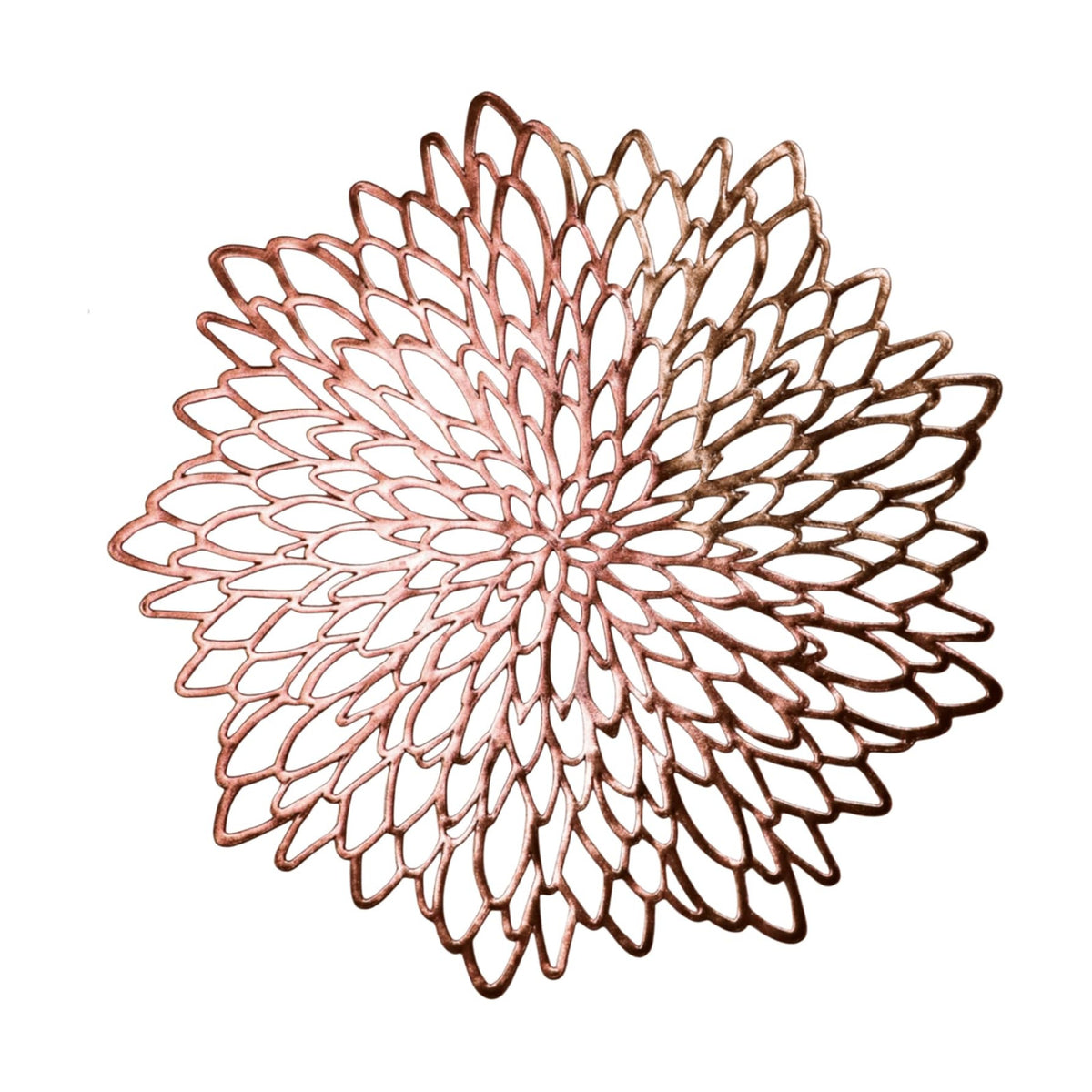 Snowkingdom 18 Pack Rose Gold Placemats Bulk Metallic Pressed Vinyl for Mother's Day Dinning Table Decoration Floral Mats Round Floral Charger Decoration for Weddings Christmas Holiday