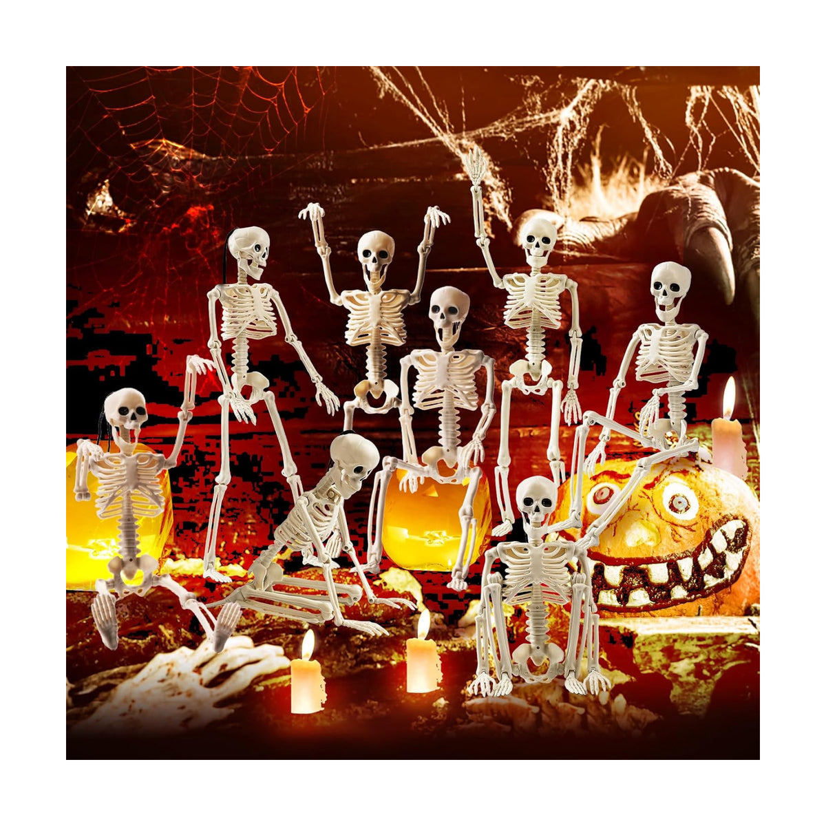 Skeleton Halloween Decorations, 5Pcs 16inch Full Body Posable Joints