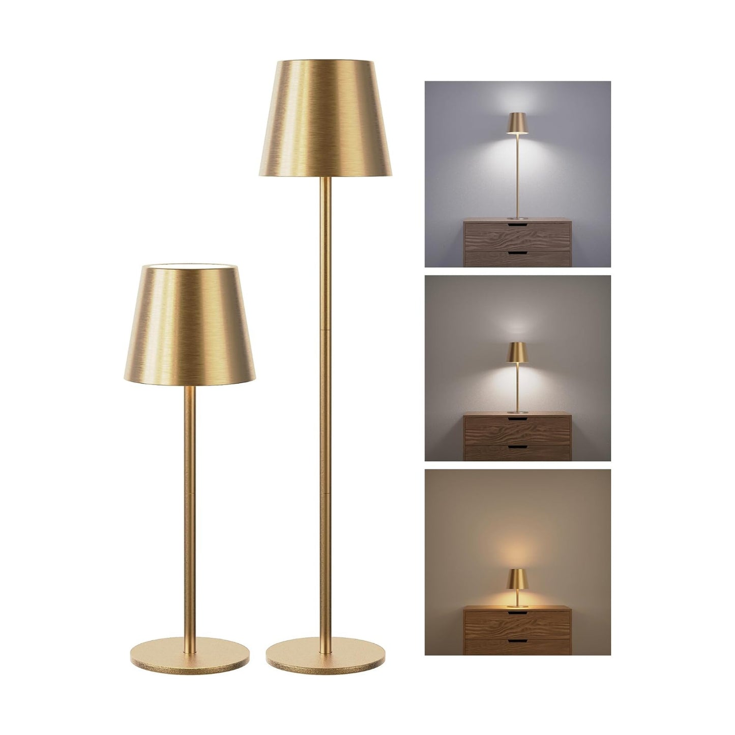 JACKYLED Cordless Table Lamps Rechargeable, 3 Adjustable Height, 5000 Capactiy Operated, 3 Colors Smooth Dimming