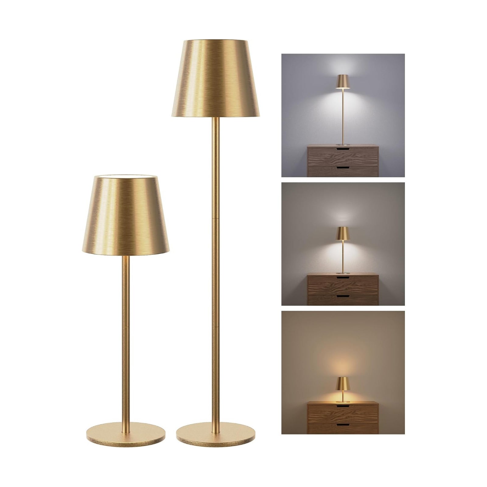 JACKYLED Cordless Table Lamps Rechargeable, 3 Adjustable Height, 5000 Capactiy Operated, 3 Colors Smooth Dimming