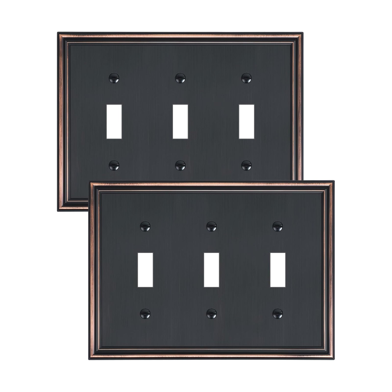 2-Pack Zinc Alloy Triple Toggle Light Switch Cover Plate, Solid Wall Plate | Decorative Zinc Alloy Decorative Switch