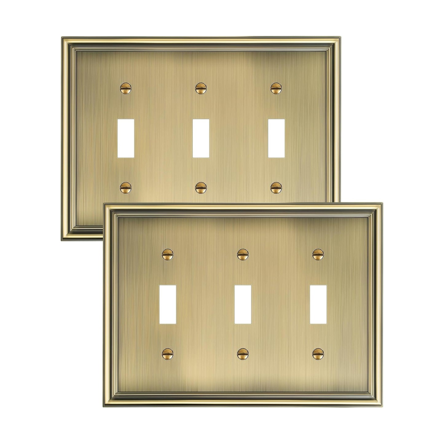 2-Pack Zinc Alloy Triple Toggle Light Switch Cover Plate, Solid Wall Plate | Decorative Zinc Alloy Decorative Switch